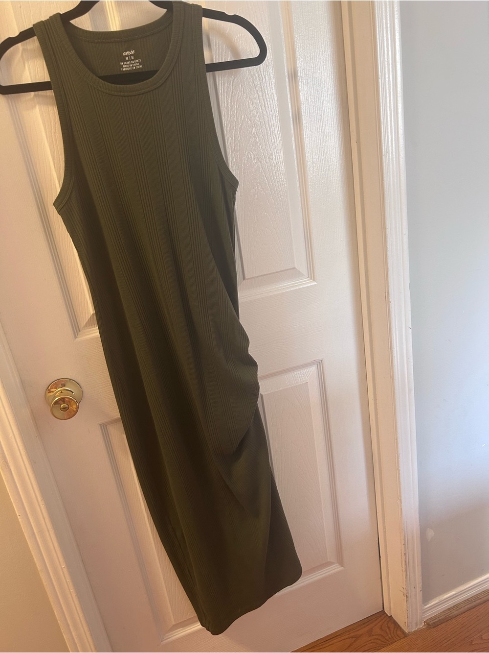 aerie Olive Ribbed Tank Maxi Dress